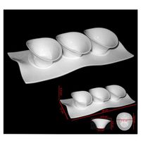 Servierplatte mit Dipschalen 30 x 13 cm