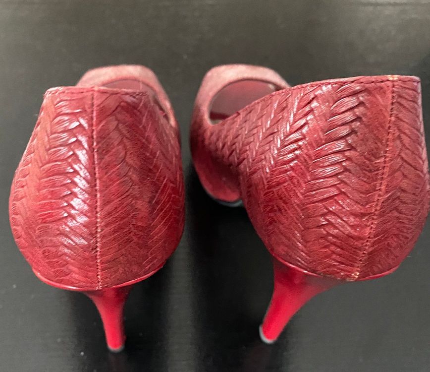 Escarpins RIZZOLLI En Dentelle Et Matière Mixte Bordeaux – Pointue – Taille 38 – Neufs