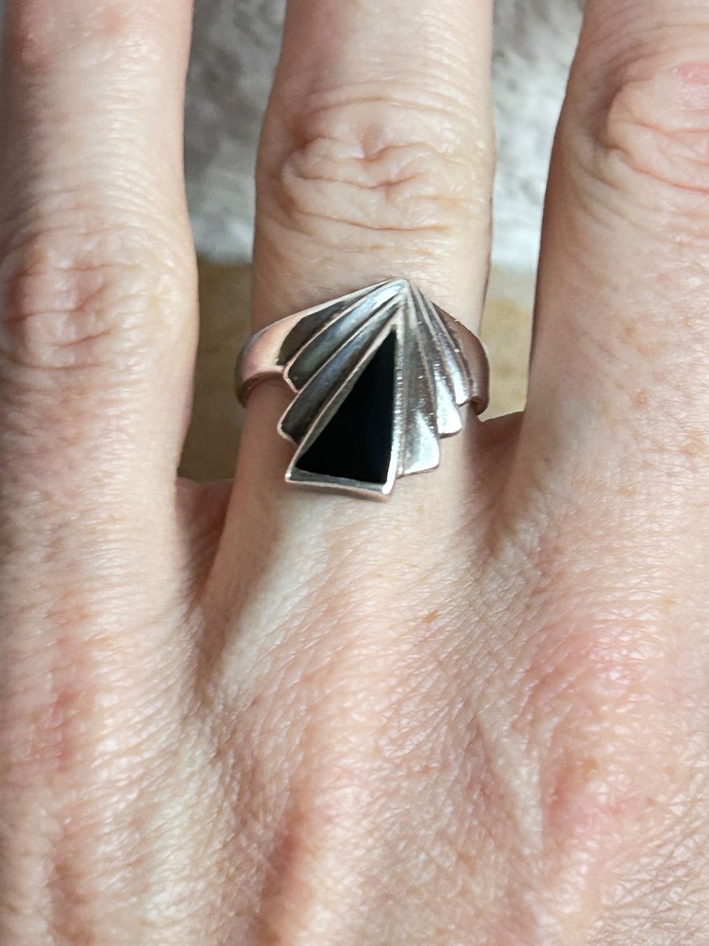 Ringe: Vintage Silberring mit Onyx Einsatz (Gr. 54.5) – Gebraucht aus Laufen von belleskulptur 2