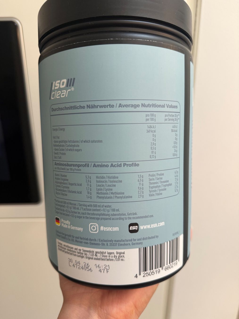 Esn Aliments & Spécialités: ESN Isoclear Whey Isolate Himbeer 908g neu – Neuf avec emballage d'origine à Illnau par Bigmama14 1
