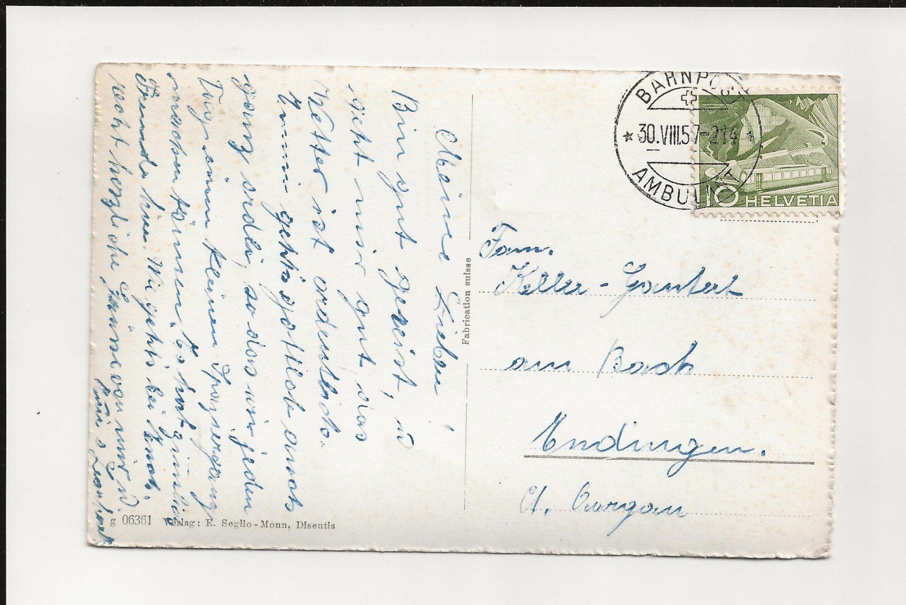 Cartoline postali: AK 1957 Disentis Kloster – Usato da Greifensee venduto da 315WDO 1