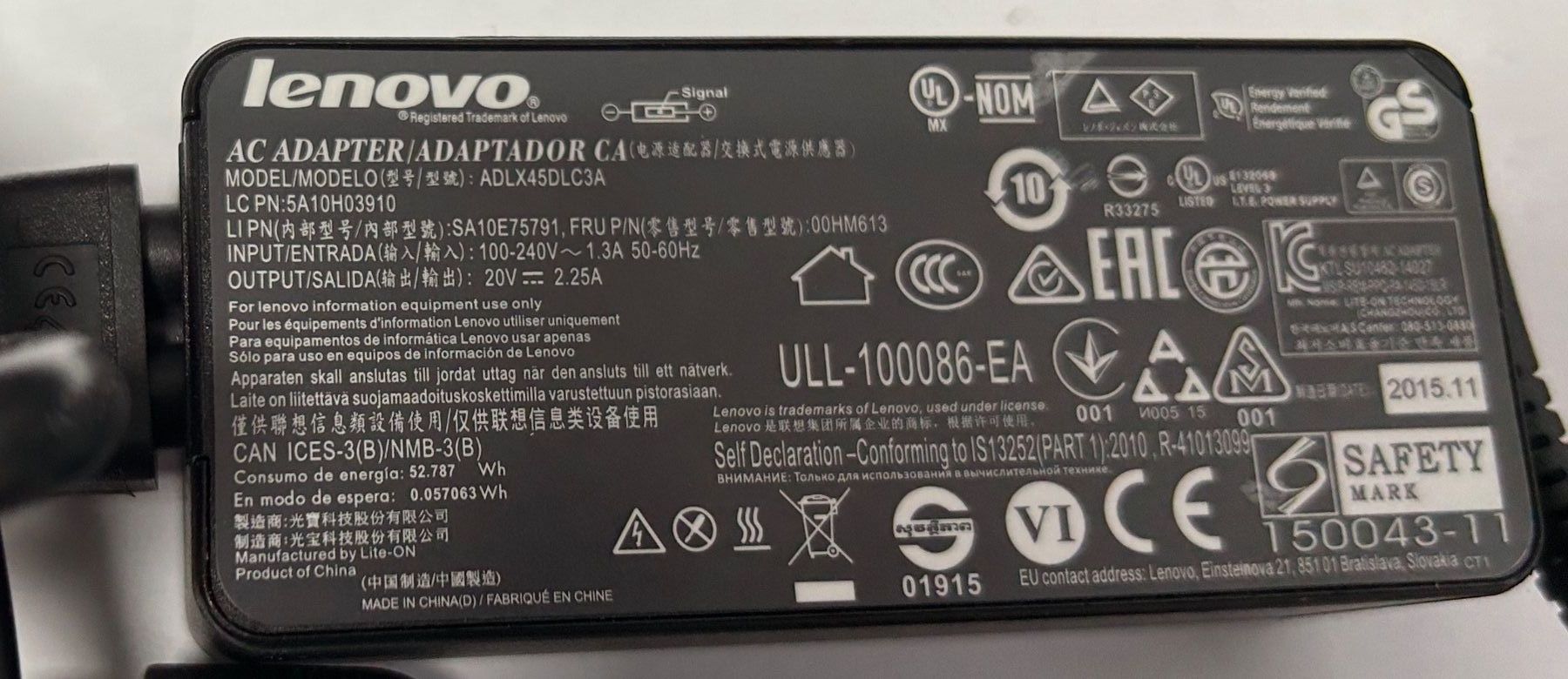 Lenovo Chargeur: Lenovo Notebook Netzteil mit Square Thinkpad Stecker - 45W – D'occasion à Lüsslingen par Piper 2