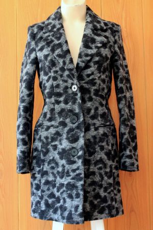 Drykorn * MANTEL / Kurzmantel Wolle & Wildkatzenmuster  36 S