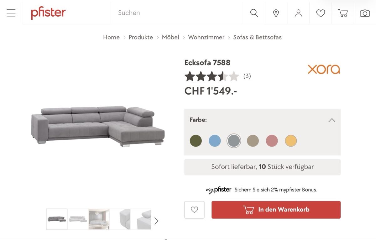 Pfister Sofas: Xora Ecksofa 7588 – Gebraucht aus Horw von and_wx8j 6