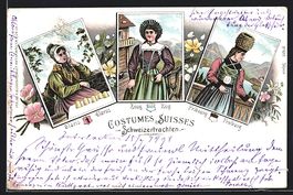 Litho Schweizertrachten, Glarus, Zug, Fr