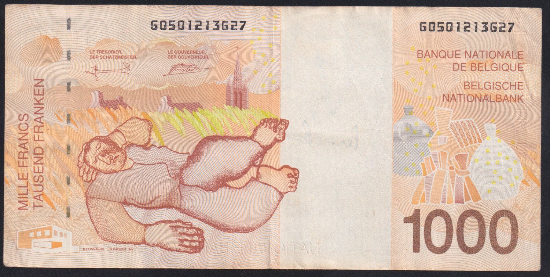 Banconote: Belgien 1000 Francs 1997 – Usato da Brugg AG venduto da banknoten_muesli 1