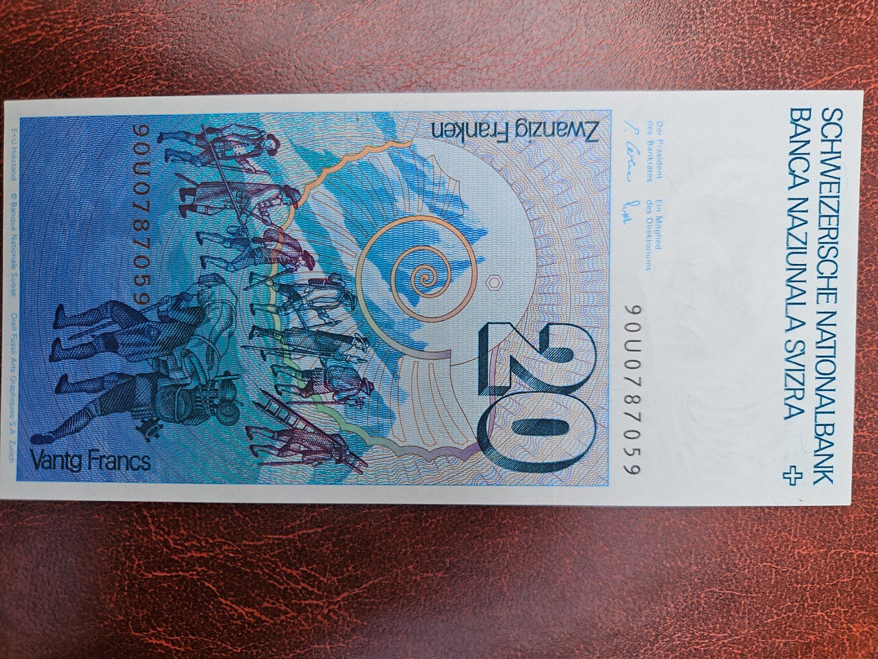 Banconote: Billet de 20 francs suisse – Nuovo e nell'imballaggio originale da Biel/Bienne venduto da echinops 1