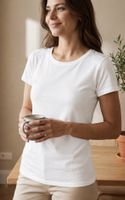 Weisses T-Shirt, Grösse XS, aus Baumwolle, neu