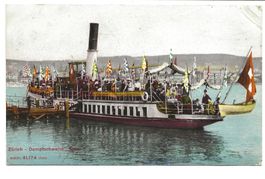 Zürich - Dampfschwalbe SPEER - Dampfschiff - Fahnen - 1907