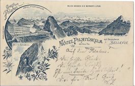 Litho Hotel Pilatus-Kulm, Hotelstempel, Alpnachstad, 1897!