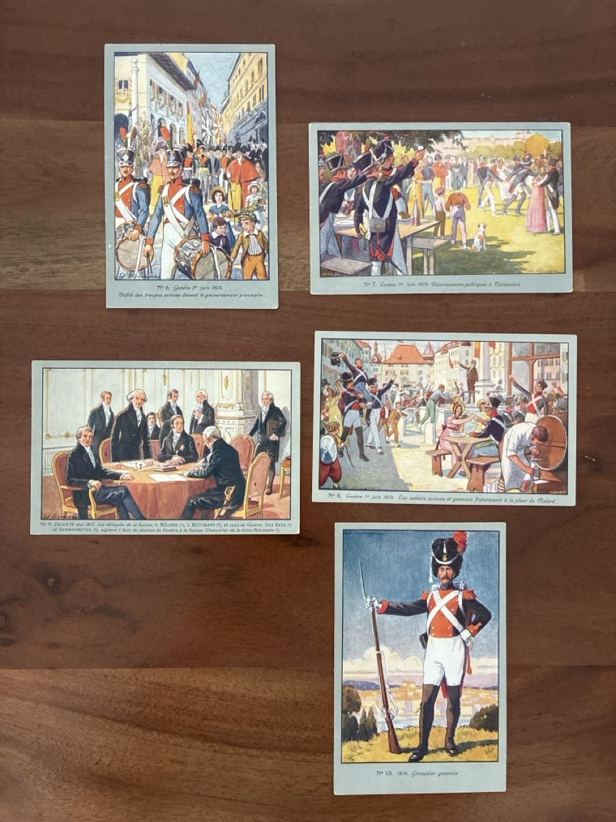 Cartoline postali: 10 Ansichtskarten Schweiz von Genf Contenaire 1914  – Usato da Oftringen venduto da Cla.vD.74 2