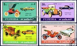 ALTE UND NEUE AUTOS FUJEIRA 1970 GESTEMPELT - HE30