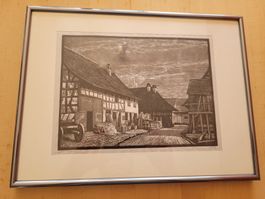 Jean Kern Original Lithographie von Bülach