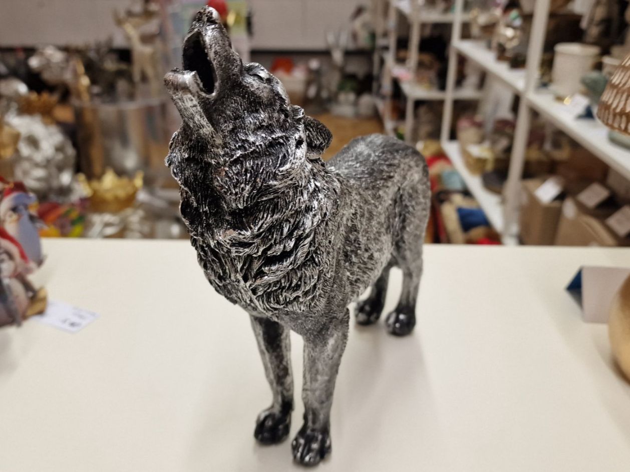 Statuette: Deko Wolf in Vintage Silber Optik – Nuovo e nell'imballaggio originale da Schaffhausen venduto da AtelierPudesco 1