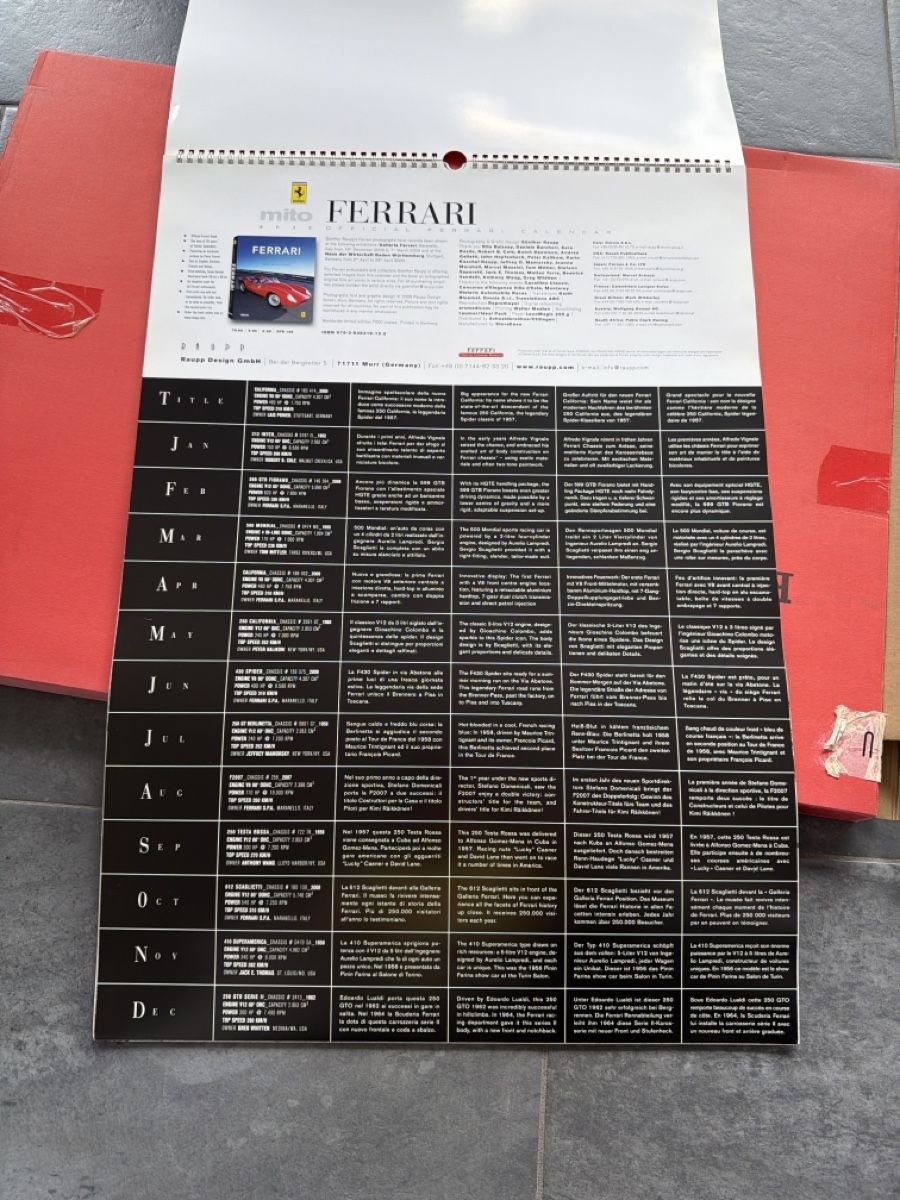 Ferrari Calendari: Original Ferrari Kalender 2010 – Usato da Wolfwil venduto da Rolex1 1
