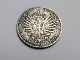 🇮🇹 Italy 1 lira 1901 (rarer) Silver 5g