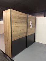 Schwebetürenschrank Holzoptik Dunkelgrau Breite 225cm Neu