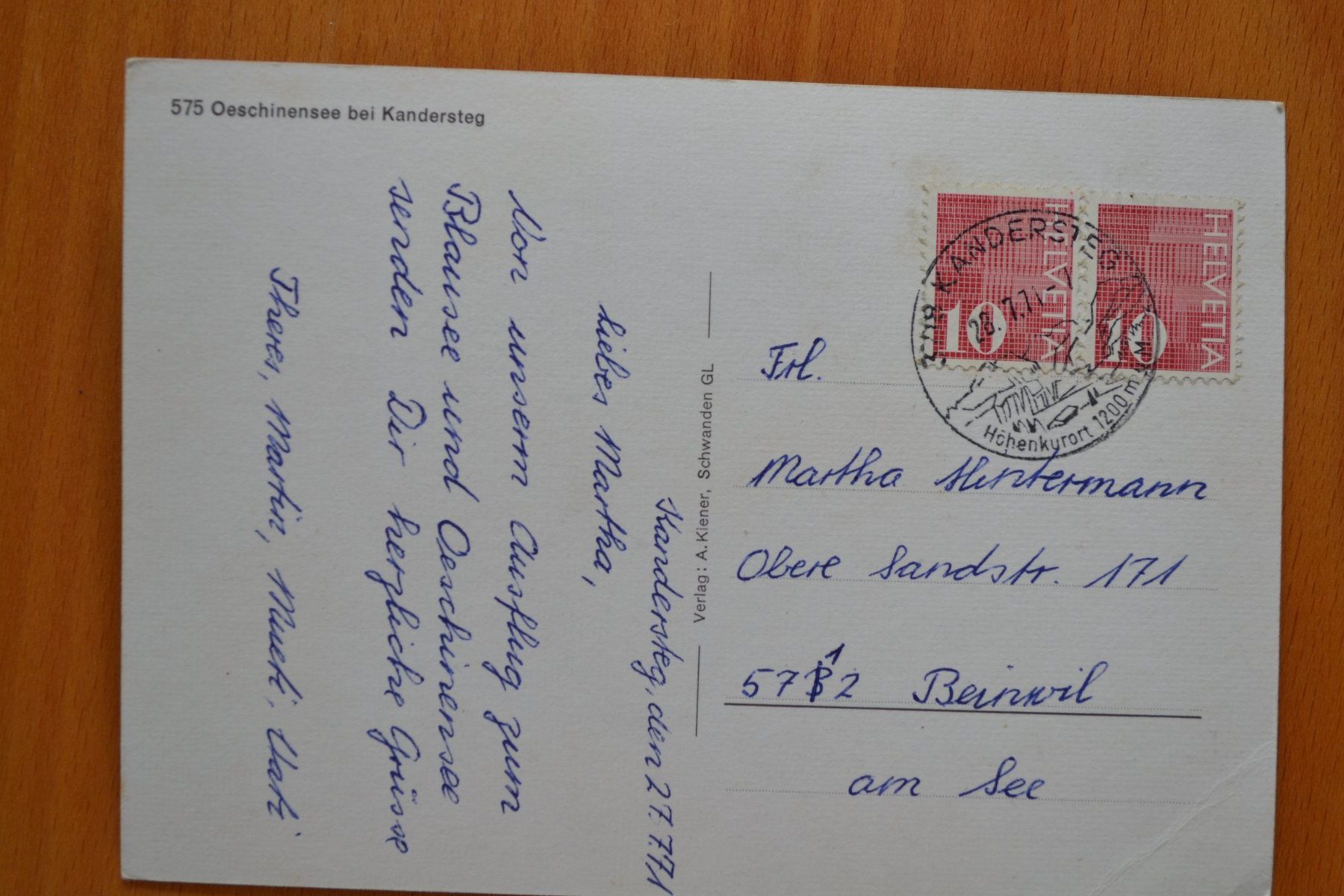 Cartoline postali: AK Oeschinensee bei Kandersteg BE – Usato da Beinwil am See venduto da kajak55 1