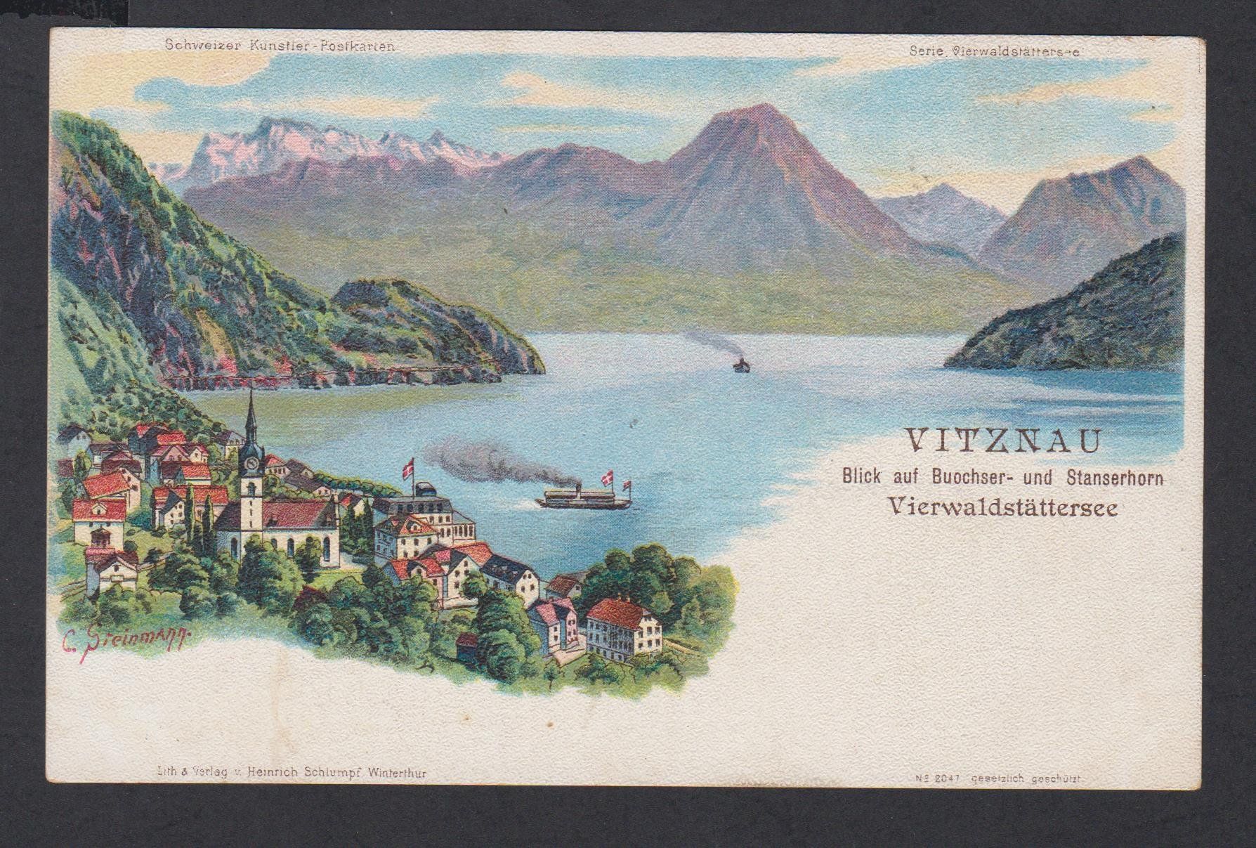 Cartoline postali: Vitznau   :   alte Litho - Ansichtskarte** um 1900 – Usato da Vitznau venduto da Ropaku