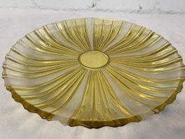 Elegante Vintage Glas Schale, Gelb, Dekorativ - Hingucker!