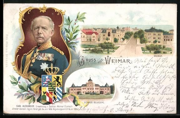 Cartoline postali: Litho Weimar, Karl Alexander von Sachsen – Usato da Berlin venduto da bartko-reher