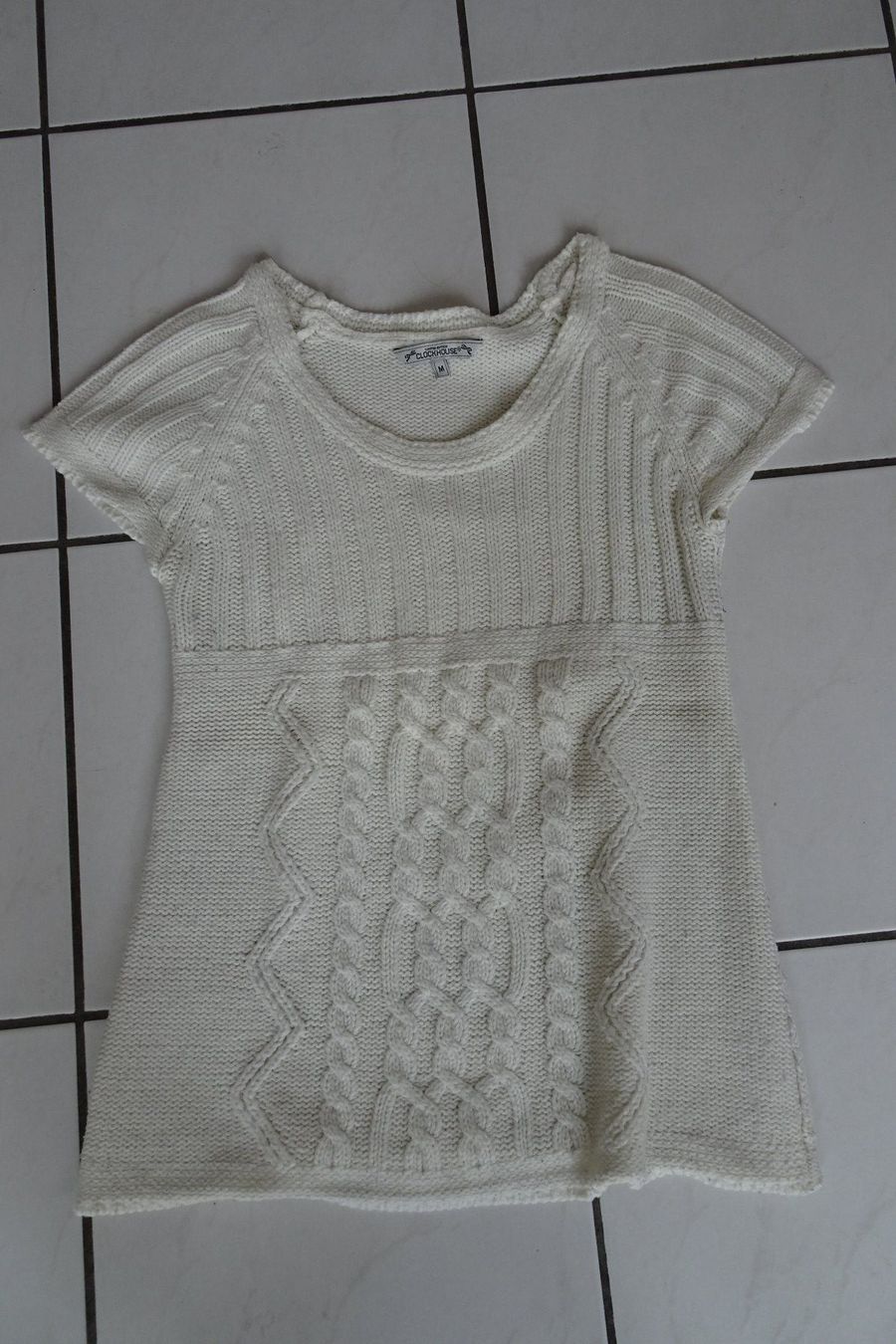 Pullover & Sweatshirts: langer, weisser Strickpullunder, Pullover kurzarm Gr. M – Gebraucht aus Strengelbach von schmetterling20