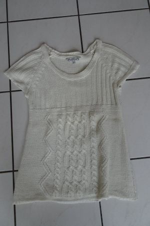 langer, weisser Strickpullunder, Pullover kurzarm Gr. M