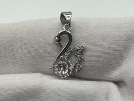 Pendentif cygne avec strass et pierre brillante en Argent 92
