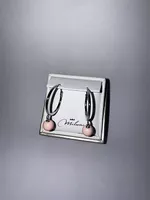 Orecchini in argento con perlina rosa  Mai indossati