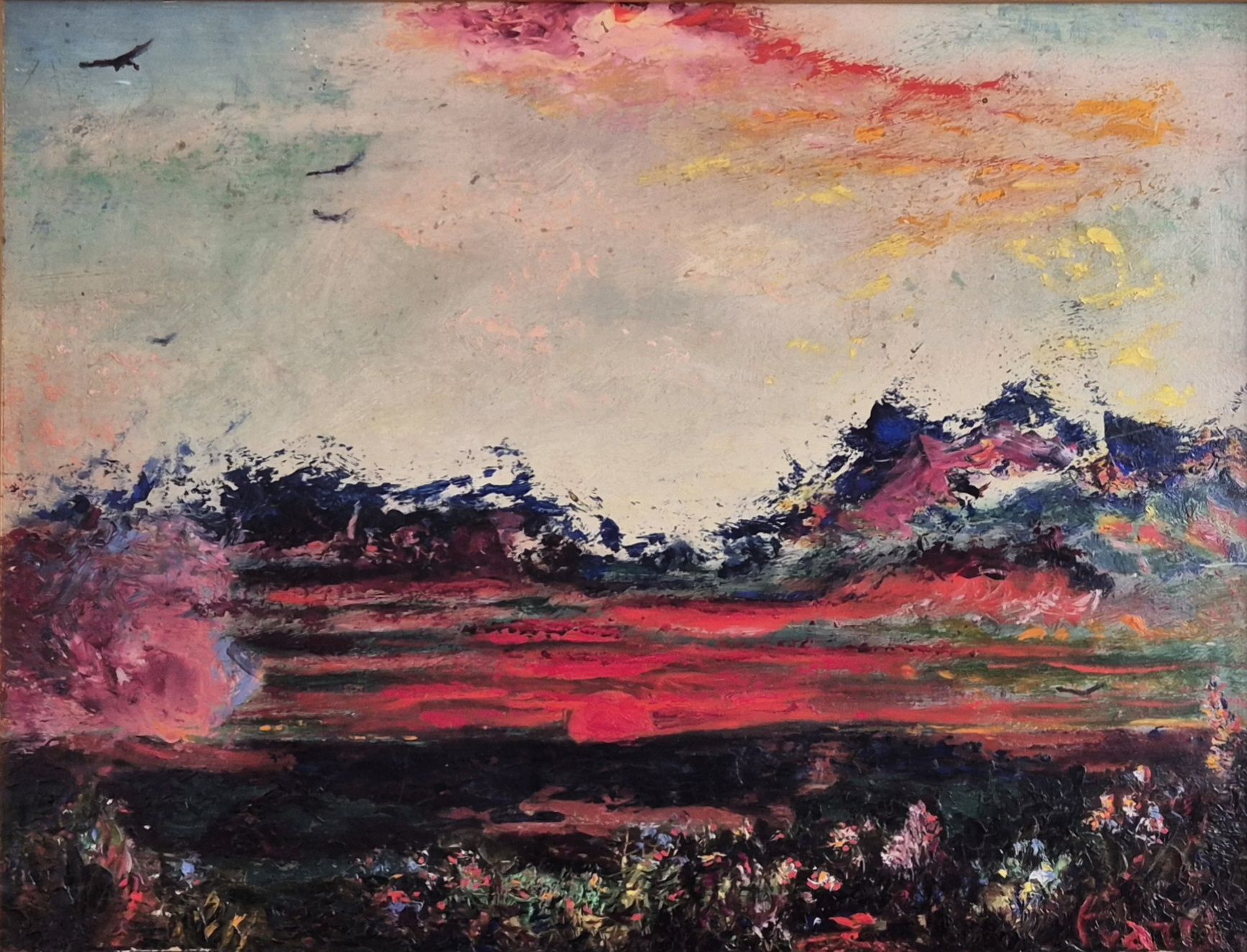 Gemälde: André Evard huile oeuvre abstraite tableau coucher de soleil – Gebraucht aus Tramelan von La_mine_d_art