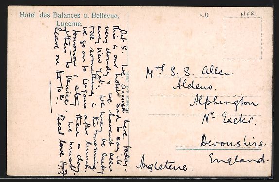 Cartoline postali: AK Luzern, Hotel des Balances, Bellevue – Usato da Berlin venduto da bartko-reher 1