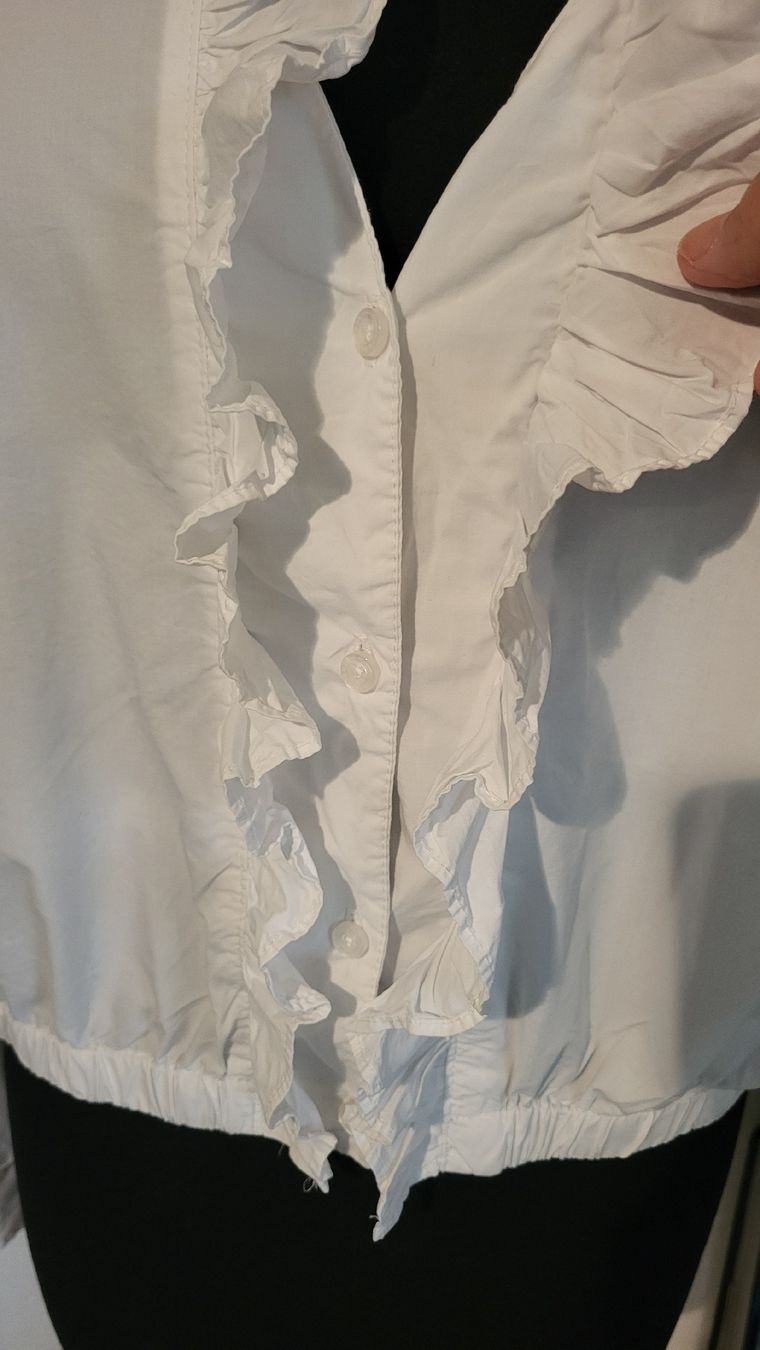 Herrlicher Camicette: Herrlicher Bluse, weiss, Gr. S, mit Rüschen – Nuovo (secondo la descrizione) da Wolfhausen venduto da Steffi0 1