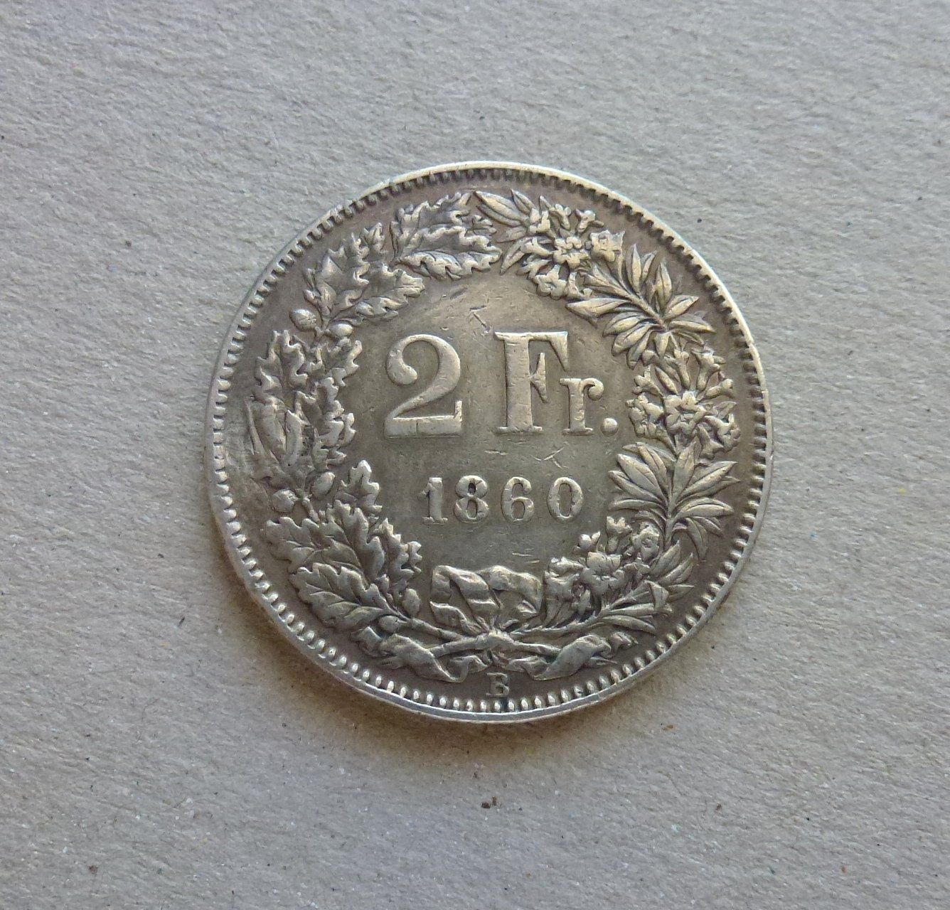 Tutti le monete: Schweiz ++ 2.- Franken 1860 – Usato da Walkringen venduto da Casablanca777