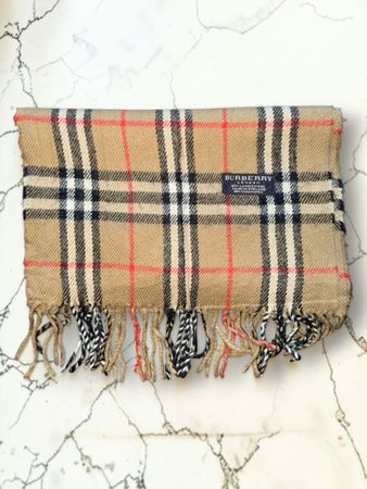 Écharpe BURBERRY laine carreaux beige fond bon état