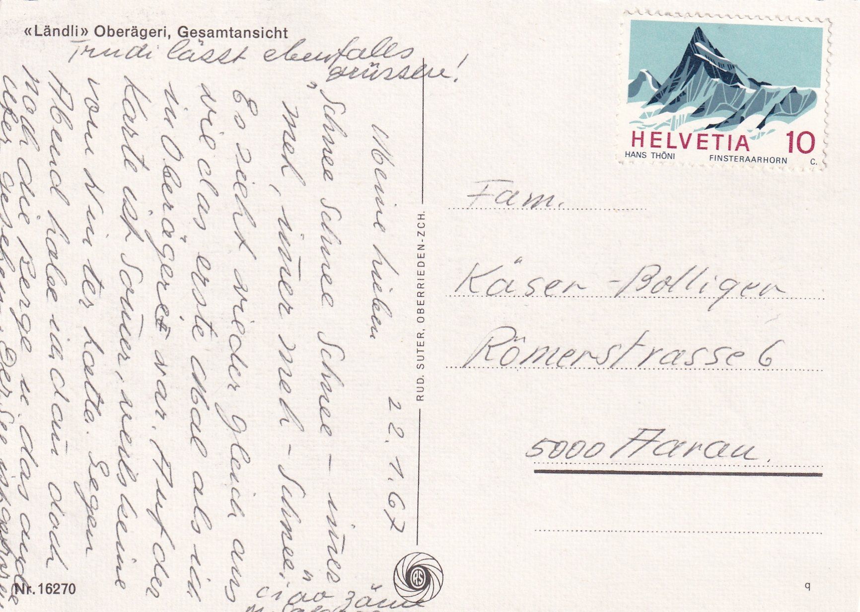 Cartoline postali: Oberägeri - Ländli /bo – Usato da Hombrechtikon venduto da Rudolf07 1
