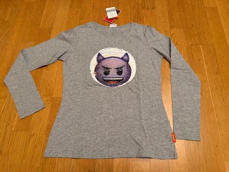 Neues cooles Emoji Wende-Pailetten Shirt für Mädchen Gr. 164
