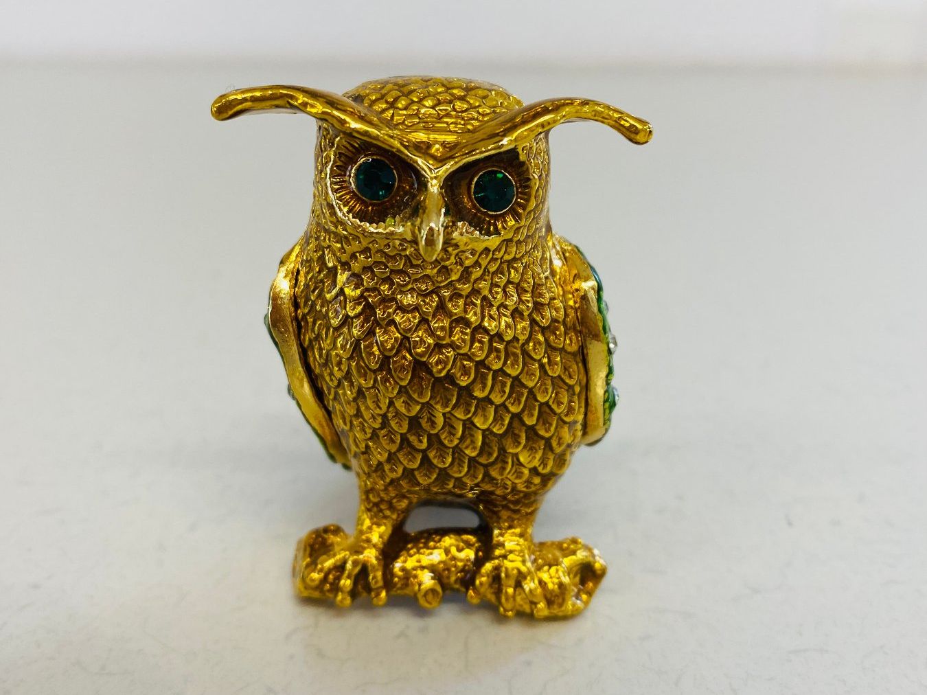 Portagioie: Kleine Schmuckdose Eule goldfarben mit Strass-Steinen – Usato da Niederhelfenschwil venduto da Chleeblatt1938 4