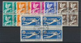 Briefmarken 185-190 im Viererblock gestempelt