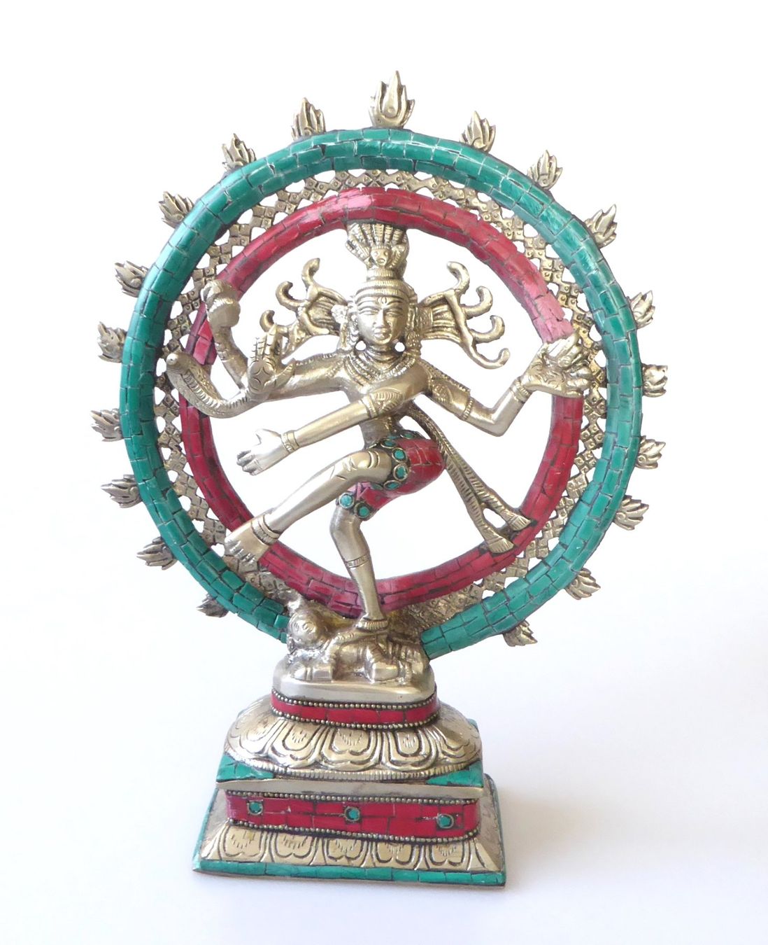 Statuette: Messing-Figur versilbert - Shiva Nataraj – Nuovo e nell'imballaggio originale da Mauren venduto da Yeelen