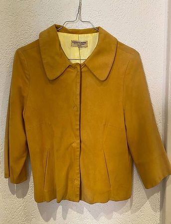 Lederjacke Wildleder Suede gelb