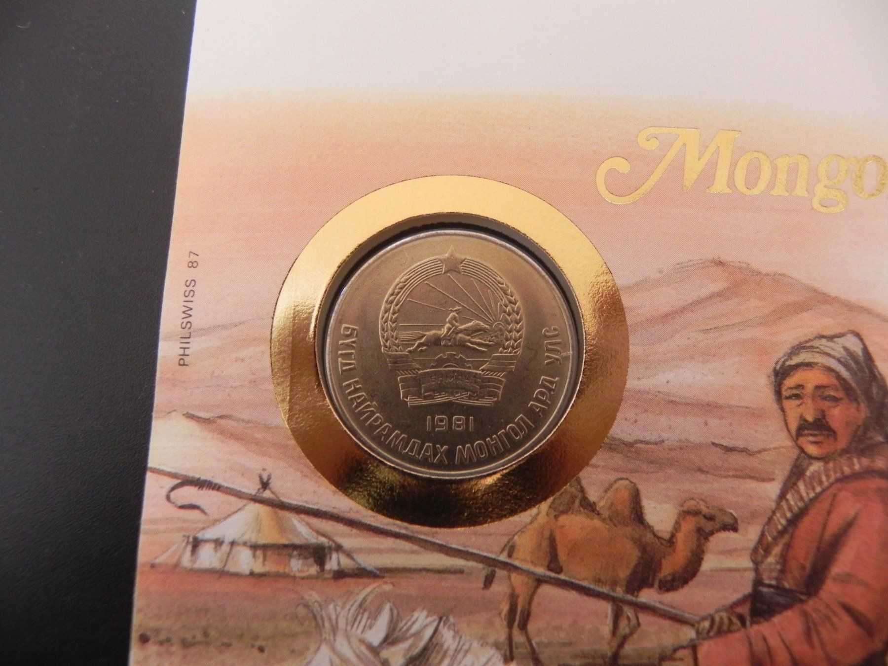 Tutti le monete: Münzbrief - 1987 - Mongolei 50 Mongo 1981 – Usato da Biel/Bienne venduto da Gogolozi 1