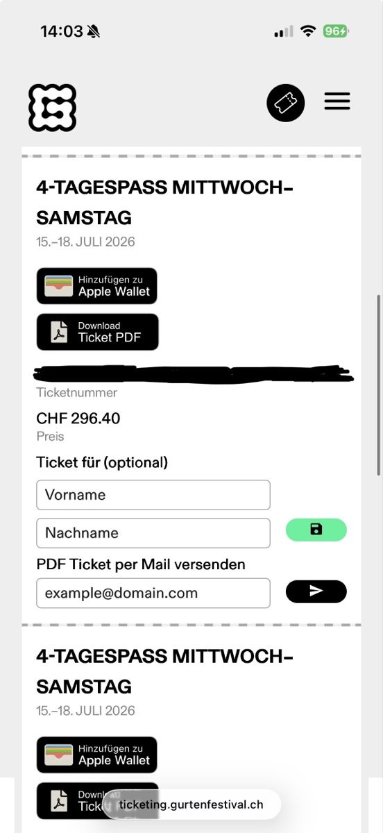 Billets: Gurtenfestival 2026 4-Tagespass – Neuf avec emballage d'origine à Zollikofen par kishore03 1