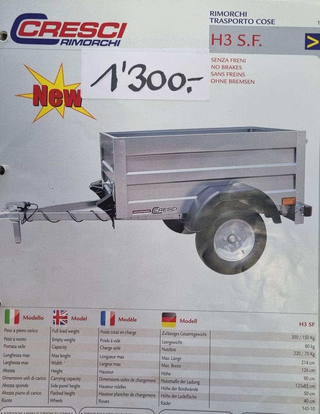 Cresci Rimorchi: Cresci Anhänger H3 S.F. – Nuovo (secondo la descrizione) da Trimmis venduto da 0004 9