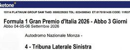 2 Top Tickets - Monza F1 Grand Prix 2026 (Fr, Sa, So)