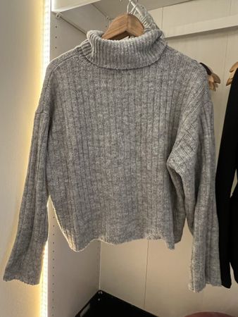 Damen Rollkragenpullover grau gerippt guter Zustand