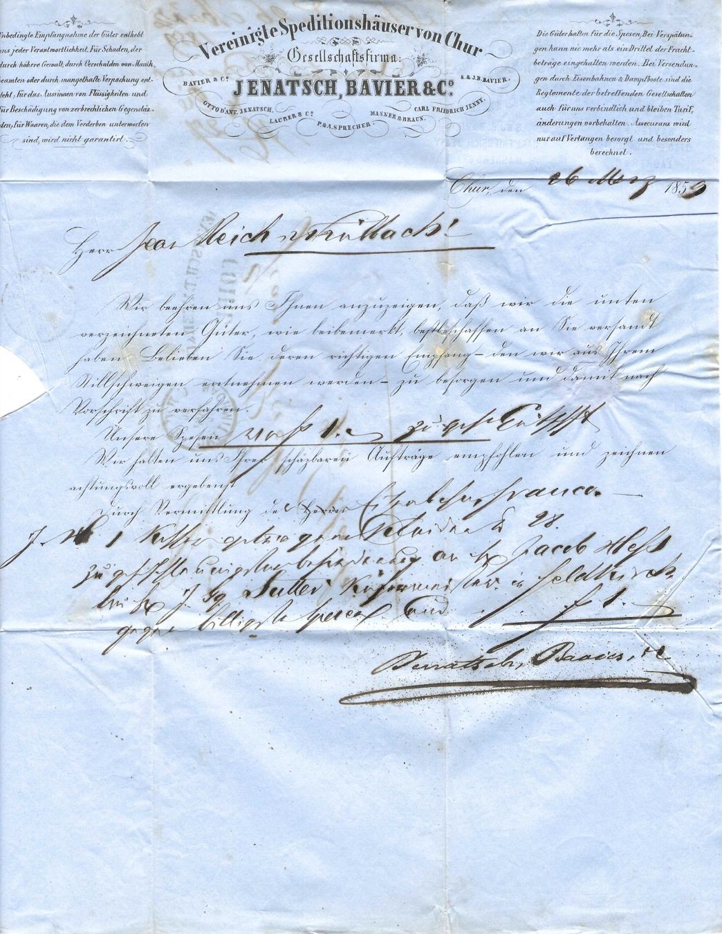 Tutti i francobolli: Faltbrief Chur - Trübbach 1859 – Usato da Wildhaus venduto da Brunphil 2