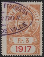 3 Fr. Fiskalmarke vom Kanton WAADT - 1917