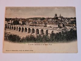 Carte postale ancienne, Lausanne et le Grand Pont,