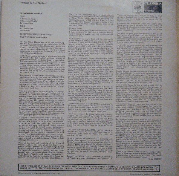 Schallplatten: Rossini/New York Philharmonic/Bernstein: Overtures LP – Neu (gemäss Beschreibung) aus Steinhausen von Vilivinili 1