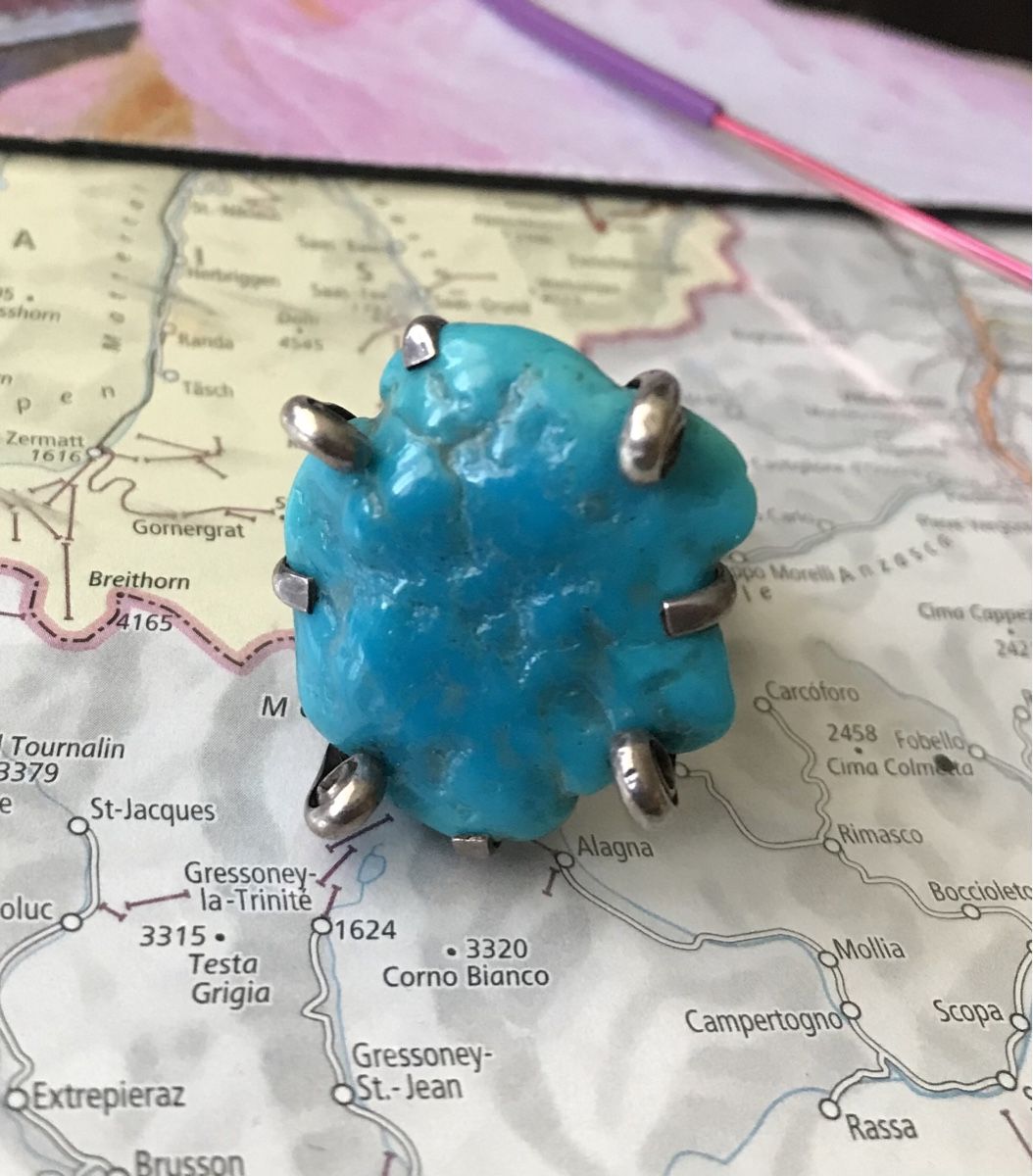 Ringe: Ring mit großem Türkis, Silber, Handarbeit, Unikat – Gebraucht aus Meilen von delta-da-spica 1